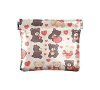 Mr &mrs Bear Anime Valentine Cartoon Women's Leather Coin Change Purse Convenient Makeup Bag Change Purse for Women, MR &MRS bear Anime Valentine Cartoon, One Size, Print Art