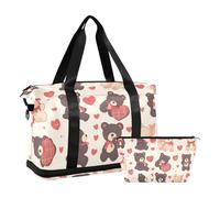 Mr &mrs Bear Anime Valentine Overnight Travel Duffel Bag Overnight Carry On Tote and Luggage with Adjustable Strap for Sports Large Capacity, MR &MRS bear Anime Valentine, One Size