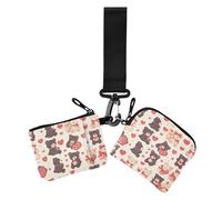 Mr &mrs Bear Anime Valentine Women's Wallets Card Cases Mini Fashion Identity Card Protector with Keychain for Daily Use 2 Packs, MR &MRS bear Anime Valentine, One Size, Casual