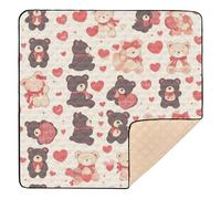 Mr &mrs Bear Anime Valentine's Day Soft Thick Baby Play Mat for Floor Non-Toxic Baby Crawling Mat for Babies Infants Toddlers, 50'' x 50''