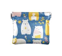 Mr &mrs Bear Peach Blue Fashion Women's Small Leather Coin Purse Wallet Decorative Jewelry Organizer for Men Women Travel bolsas para