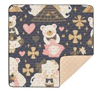Mr &mrs Bear Peach Gold Large Stylish Baby Playmat for Indoor Outdoor Lightweight Padded Baby Mat for Babies Infants Toddlers, 50'' x 50''