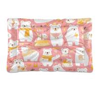 Mr &mrs Bear Peach Gold Washable Dog Beds Crate Pad Soft Comfortable Anti-Slip Bottom Kennel Pad for Medium/Large Dogs 36" x 24"