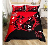 Mr Mrs Bedding Set Black Red Creative Funny Quotes Comforter Cover Couple Men Women Sexy Lip Mustache Duvet Cover Queen and King Romantic Wedding Bedspread Cover 3Pcs Double Size