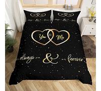 Mr Mrs Bedding Set You and Me Comforter Cover for Couple Lover Men Women Funny Quotes Duvet Cover Gold and Black Romantic Wedding Breathable Bedspread Cover King Size
