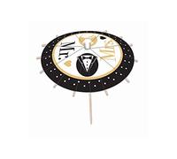 Mr. & Mrs' Black, Gold, & White Round Drink Umbrella, 1 Pc. - Elegant Design, Perfect for Weddings, Celebrations, Tropical Themed Events, & More Halloween, World Book Day