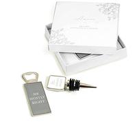 Mr & Mrs Bottle Opener and Stopper Set | This Mr & Mrs Bottle Opener and Stopper set makes a fun and practical gift for the Bride and Groom on their wedding day