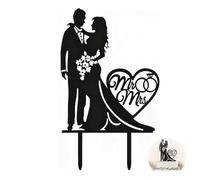Mr & Mrs Cake Topper - Acrylic Love Wedding Cake Topper - Funny Bride & Groom (Black)