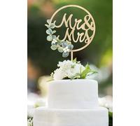 Mr & Mrs Cake Topper - Wedding Anniversary Cake Toppers in Wood Rustic Wedding Decorations,Bride and Groom Cake Toppers Greeny Engagement Sign