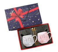 Mr. & Mrs. Ceramic Mug Set,Marble Pattern Porcelain Couple Mugs,Elegant 2-Piece Coffee Cups Couple Gifts for Newlyweds Him Her Husband Wife, Anniversary & Engagement Gift Box Set (Set1)