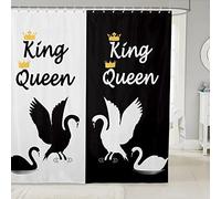 Mr Mrs Decor Bathroom Shower Curtain King Queen Print Shower Curtain Swan Couple Pattern Bath Curtain Animal Themed Fabric Shower Curtain for Kids Boys Girls Adults 72x78 Inch