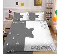 Mr Mrs Dog Animal Side Double Bedding Set Duvet Cover with Matching Pillowcase Microfiber Man Woman, Video Game Teens Boy Game Console Black Duvet Cover Non-iron (White 2, Double 200_x_200cm)