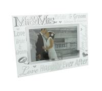 Mr & Mrs Glass 6 x 4 Photo Frame with Mirror & Glitter Letters