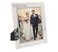 Mr & Mrs Glass Photo Frame, 8" x 10", Silver Mirrored Lettering, Freestanding, Wedding Display, 13 x 401 x 270mm