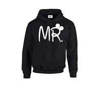 Mr Mrs Hubby Wifey The King His Queen King Queen Writing Drawing Cartoon Mickey Prince Princess Crown Couples Valentines Matching Love 01 Lover Fit Hoodie Hooded Sweatshirt Jumber Top Black