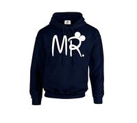 Mr Mrs Hubby Wifey The King His Queen King Queen Writing Drawing Cartoon Mickey Prince Princess Crown Couples Valentines Matching Love 01 Lover Fit Hoodie Hooded Sweatshirt Jumber Top Navy