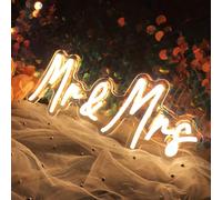 Mr&Mrs LED Neon Sign Wedding & Reception Decor Illuminating Wall Art New Couples Gift Cool LED Sign with 5V Power Supply