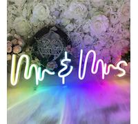 Mr & Mrs Multi Color RGB Neon Sign Powered by USB Color Changing & Scrolling and Flashing Modes APP Remote Control for Home Decor Wedding Parties Gatherings
