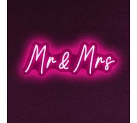 Mr&Mrs Neon Sign LED Sign for Wedding Valentines Day Birthday the Best Wall Decor for Bedroom Living room Bar and Club Pink Neon Sign Light Up Your Party
