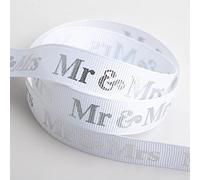 Mr & Mrs Ribbon White/Silver Grosgrain (16mm x 10M)