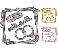 Mr & Mrs Rings Die Cut for Card Making, Rings Metal Cutting Dies Congratulations Die Cuts Happy Birthday Embossing Stencils Template for DIY Scrap-Booking Decor Wedding Birthday Blessing Card