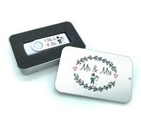 Mr & Mrs Wedding Bride & Groom 16gb USB Flash Drive Memory Stick in Gift Tin For Photos or Video