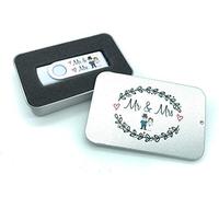 Mr & Mrs Wedding Bride & Groom USB Flash Drive Memory Stick in Gift Tin For Photos or Video (64gb memory)