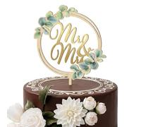 Mr & Mrs Wedding Cake Topper, 21 x 13 cm Gold Wooden Cake Decoration for Weddings, Elegant Wood Cake Toppers for Anniversary Engagement Proposal Party and Multi-Tiered Cakes, 1 Piece