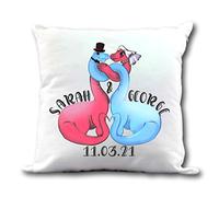 Mr & Mrs Wedding Cushion Cover Alternative Dinosaur Gift Personalised Gift Wedding Dinosaur Gift Diplodocus Gift Engagement Present Personalised Cushion Personalised Dinosaur Present