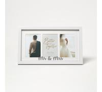 Mr & Mrs Wedding Photo Frame 3 Photo 4x6 White Collage Couple Gift