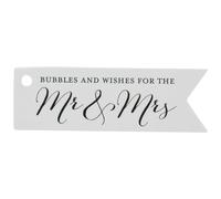 Mr & Mrs White Bubble Favor Tags for Weddings - 24 Count