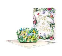 Mr & Mrs with Floral Accents Romantic 3D Pop Up Wedding Congratulations Card