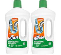 Mr Muscle Biodegradable Drain Unclogger & Cleaner, Biodegradable Formula to Clear Slow Drains, Safe on All Pipes, 750ml (Pack of 2)