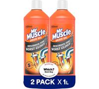 Mr Muscle Drain Unblocker 2x1L, Heavy Duty Fast Acting Gel Sink Unblocker