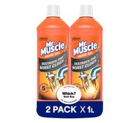 Mr Muscle Drain Unblocker Liquid (2 x 1L), Sink & Drain Cleaner, Strong & Fast Acting Heavy Duty Gel Formula, Dissolves Clogs, Works 3x Better Than B