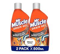 Mr Muscle Drain Unblocker, Sink & Drain Cleaner, Heavy Duty Power Gel, 2 x 500 ml
