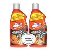 Mr Muscle Drain Unblocker, Sink & Drain Cleaner, Heavy Duty Power Gel, 2 x 500 ml