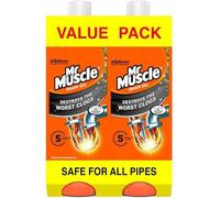 Mr Muscle Drain Unblocker, Sink & Drain Cleaner, Fast Acting Heavy Duty Drain Gel, Dissolves Clogs, Works 3x Better Than Bleach, Safe for All Pipes, Duo Pack, (2 x 1L)