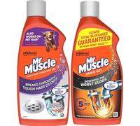 Mr Muscle Gel Drain & Sink Unblocker 500ml + Drain Hair Dissolver Gel 500ml | Powerful Drain Cleaning Combo | Removes Hair, Grease, Soap Scum & Sink Blockages | Fast Acting Pipe Cleaner (PACK OF 1)