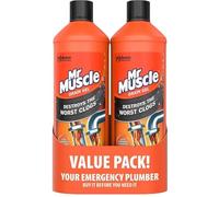 Mr Muscle Kitchen + Bathroom Drain Gel 2 x 1L - Powerful Drain Cleaner for Sink