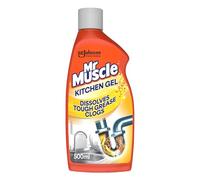 Mr Muscle Kitchen Drain Unblocker & Cleaner Gel, Dissolves Clogs, Works 3x Better Than Bleach,Safe for All Pipes, 500ml