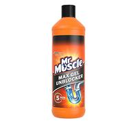 Mr Muscle Max Gel Drain Unblocker, Bathroom & Kitchen Drain Cleaner, Heavy Duty Plughole, Sink, Bath Unblocker. 2 x 1 Liter