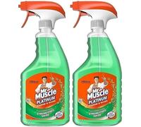 Mr Muscle Platinum Window & Glass Cleaner Spray 2 x 750ml | Streak-Free Shine, Multi-Surface, Removes Fingerprints, Dust & Smudges, Fast-Drying Formula, Trigger Spray Bottle