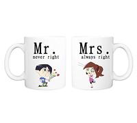 Mr. Never Right & Mrs. Always Right Mug - Gift Set Couple with Images Coffee Mugs