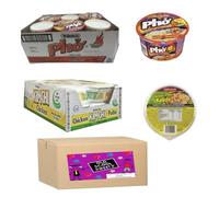 Mr Noodles Kimchi Chicken 12 x 86g & Pho Hot Beef Noodle Soup Bundle with Siracha & Hoisin 12 x 115g Suitable for Halal Diet 24 Bowls Delivered in a Genuine Old Scool Sweets Box