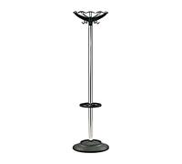 Mr Office Coat & umbrella stand with 10 coat hooks and 8 umbrella hooks 1730mm high - black/chrome