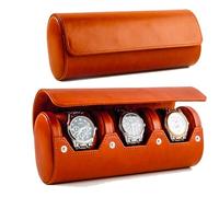 Mr.Okay 2 Watch Travel Case - Classic Leather Watch Case with Perfect Texture. Watch Carrying Case or Organizer for Storage and Display. Ideal Gift for Men Traveling, All Handmade by Artisans