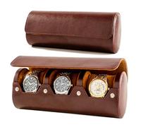 Mr.Okay 3 Watch Travel Case - Classic Leather Watch Case with Perfect Texture. Watch Carrying Case or Organizer for Storage and Display. Ideal Gift for Men Traveling, All Handmade by Artisans
