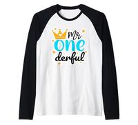 Mr Onederful 1st Birthday Boy Family Party Raglan Baseball Tee