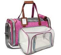 Mr. Peanut's Gold Series Mini Expandable Airline Approved Soft Sided Pet Carrier, Premium Brand Self Locking Zippers, Plush Faux Fleece Bedding with a Sturdy Plywood Base (Rosa Red)